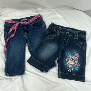 Bundle of 2 Girl Blue Jean Shorts Size 7 ~ Bobby Jack Faded Glory